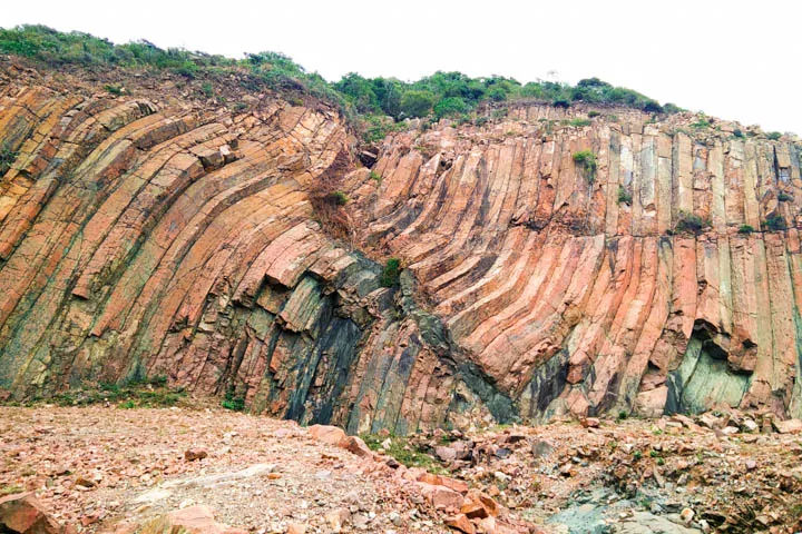 Magnificent S-shaped hexagonal rock columns.